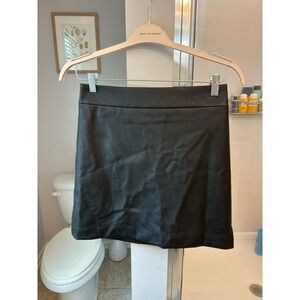 J.Crew Re-Imagined Black Faux Leather Mini Skirt Size 4 A-Line Vegan Leather